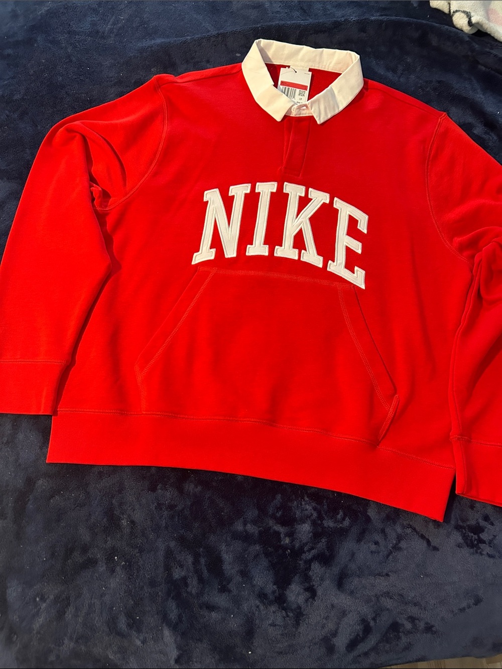 Nike Red Pullover Sweatshirt with White Collar and Logo